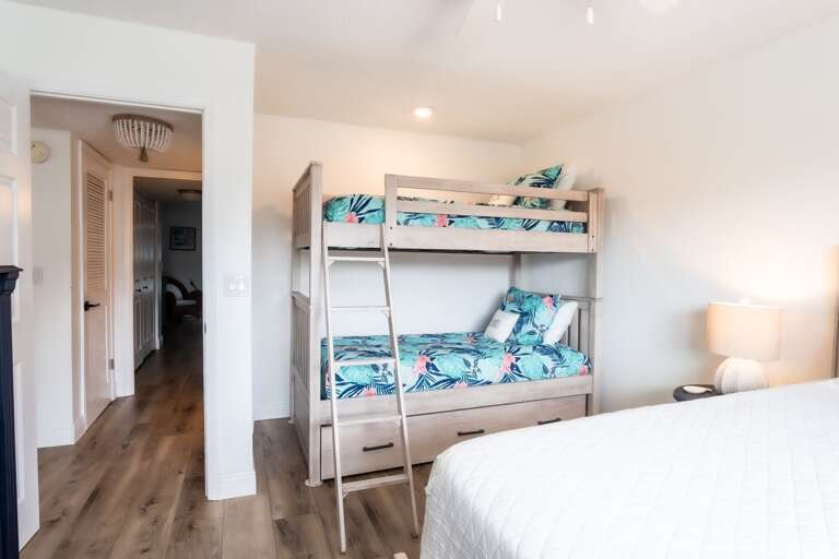 The bunk bed in the guest bedroom is The bunk bed in the guest bedroom is