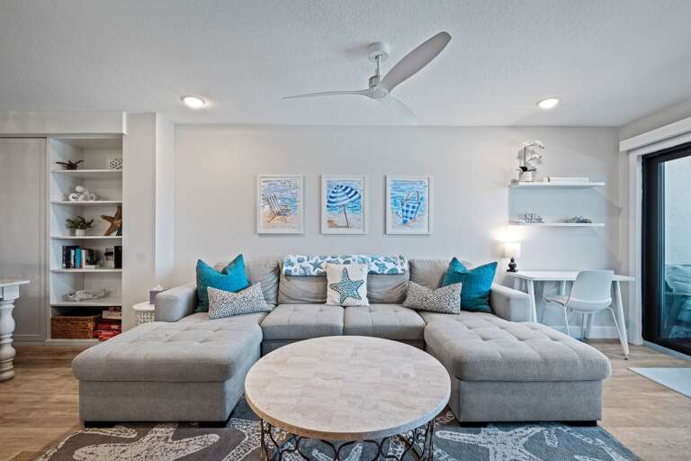 Enjoy the large, comfortable couch in the living room Enjoy the large, comfortable couch in the living room