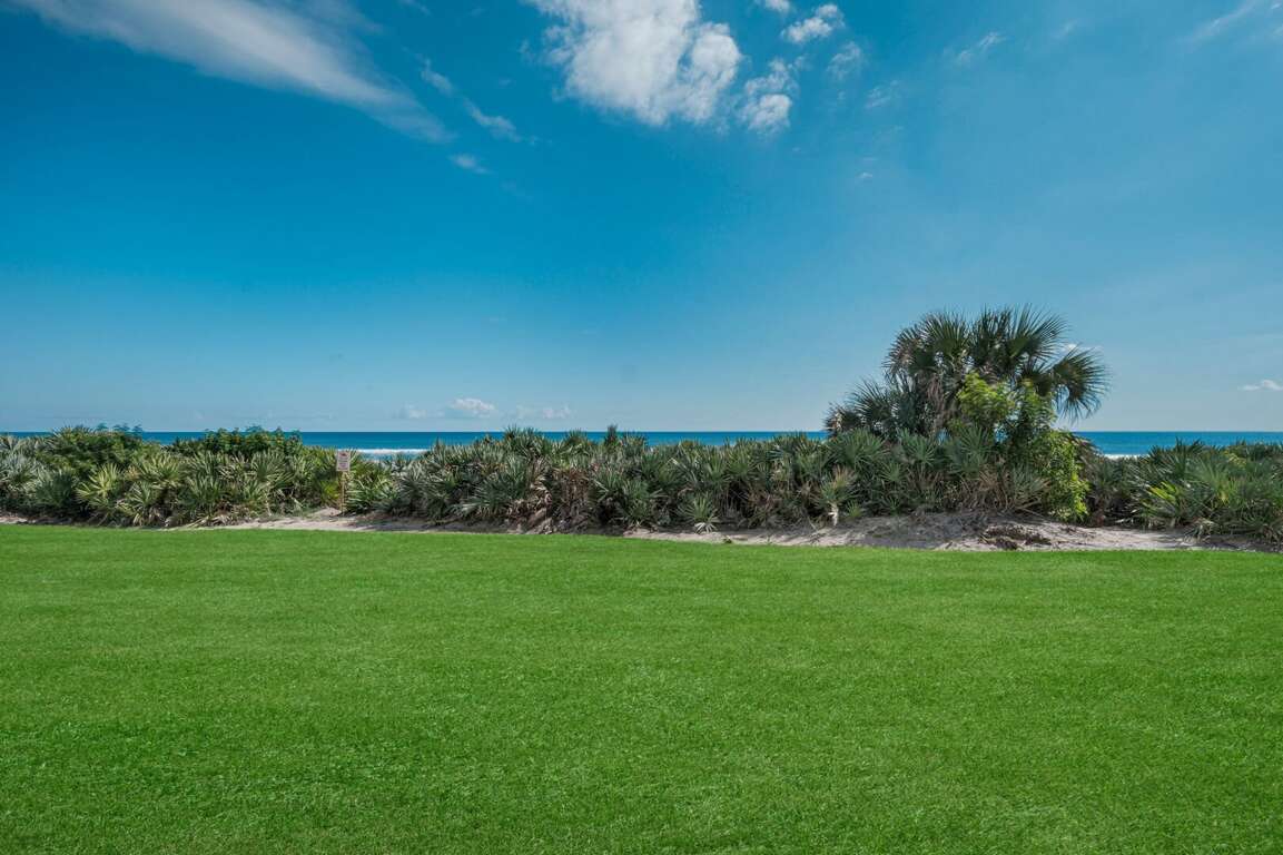 The beautiful landscaping and lush grass lawn are a bonus to the ground-floor view of New Smyrna Beach The beautiful landscaping and lush grass lawn are a bonus to the ground-floor view of New Smyrna Beach