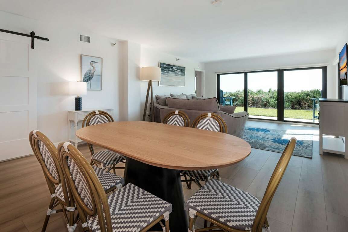 Enjoy meals with a view from the oceanfront dining room table Enjoy meals with a view from the oceanfront dining room table