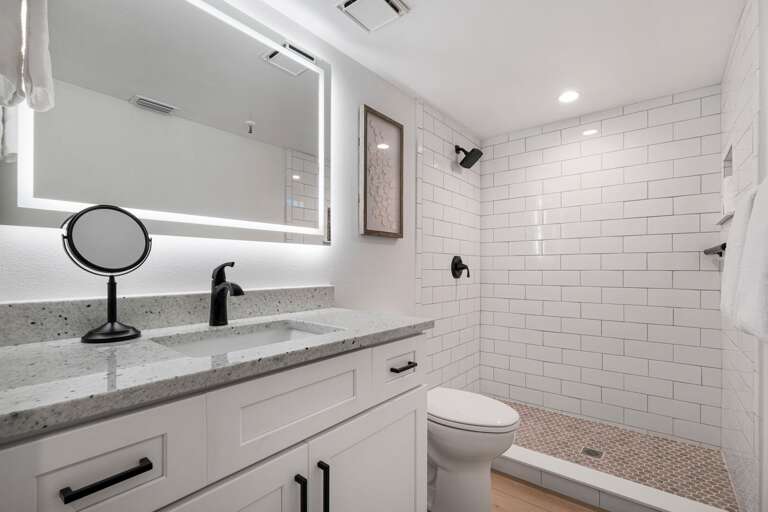 The ensuite master bathroom has been fully renovated and features a luxurious tile shower The ensuite master bathroom has been fully renovated and features a luxurious tile shower