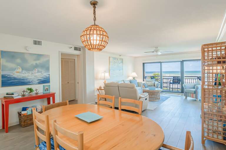 The dining room offers an ocean view from the table, creating the perfect setting for meals with a coastal backdrop The dining room offers an ocean view from the table, creating the perfect setting for meals with a coastal backdrop