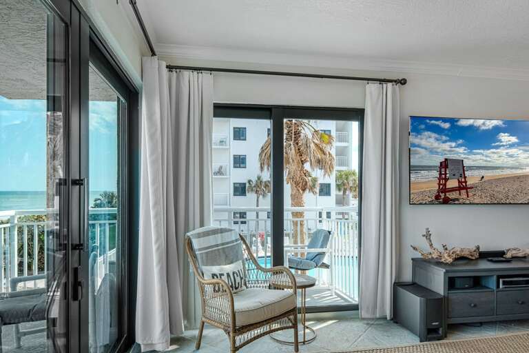 Take in the perks of the southern corner location with a wrap-around balcony that offers views of the Shorehom by the Sea pool