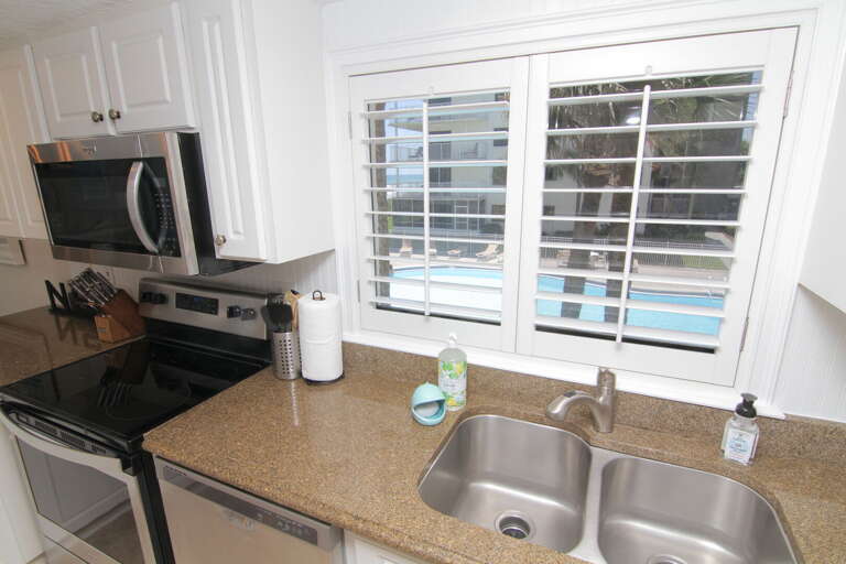 Pool view from the kitchen window