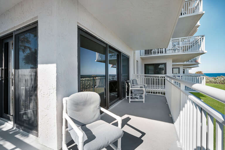 Seating on the oceanfront balcony