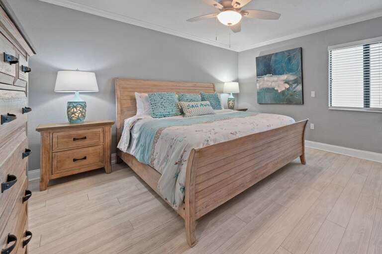 Comfortable king bed in the oceanfront master bedroom