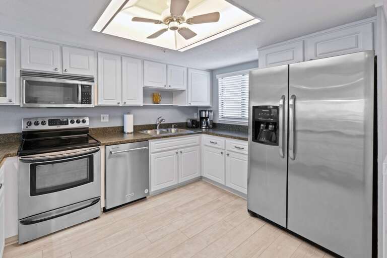 Stainless steel appliances in the kitchen