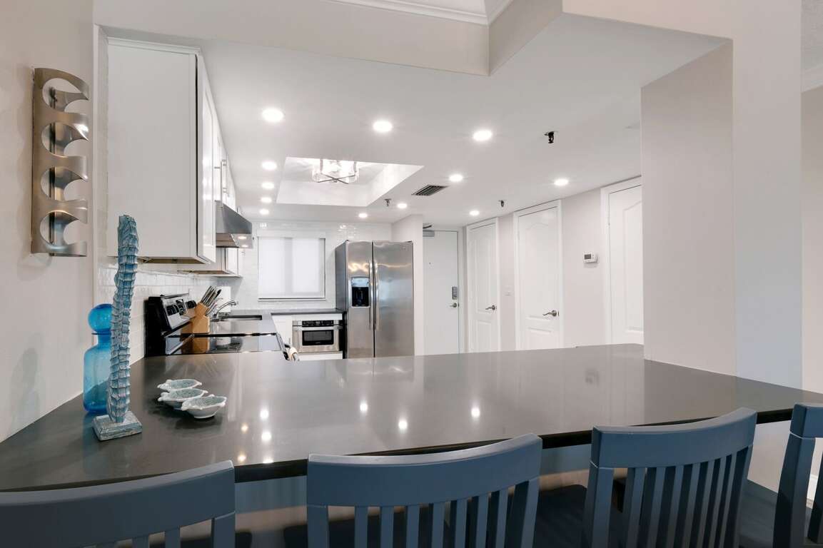 Barstools for additional seating at the kitchen counter Barstools for additional seating at the kitchen counter