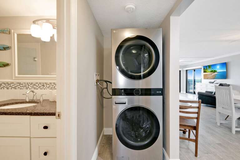 A full sized washer and dryer is located inside the condo for your convenience A full sized washer and dryer is located inside the condo for your convenience