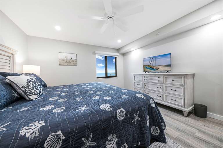 Comfortable king bed and TV in the master bedroom Comfortable king bed and TV in the master bedroom