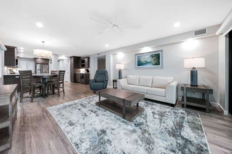 Oceanfront living room with modern finishes Oceanfront living room with modern finishes