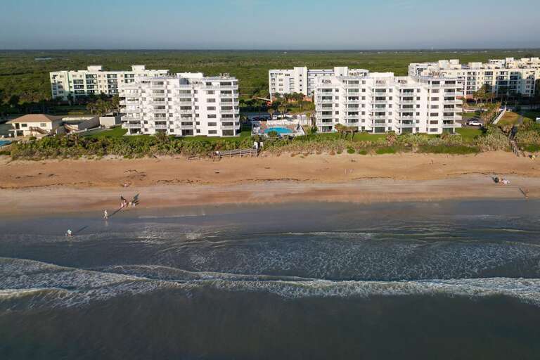 Aerial view of Shorehom by the Sea on no-drive New Smyrna Beach