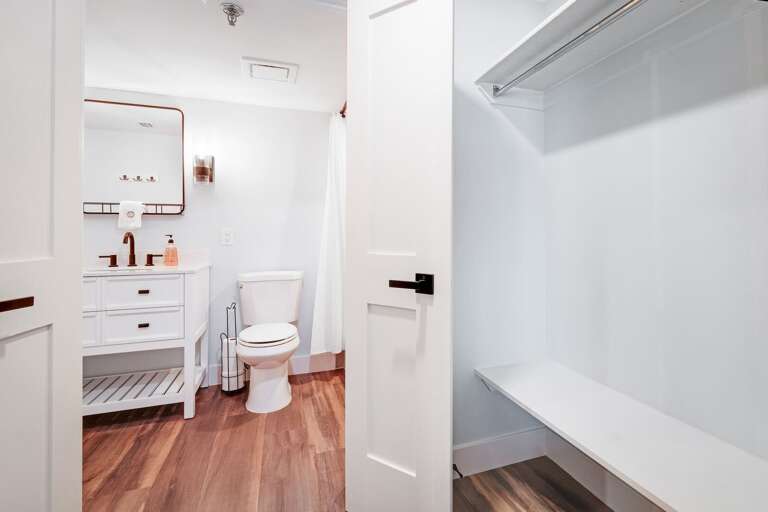 The large master bedroom closet has plenty of space for your clothes and luggage