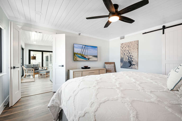 You'll feel right at home in the master suite with a private TV, large closet, king bed, and ensuite bathroom