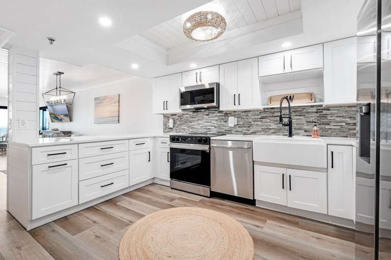Updated kitchen with stainless steel appliances