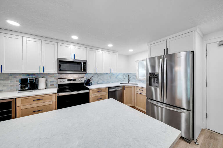 Updated kitchen with stainless steel appliances