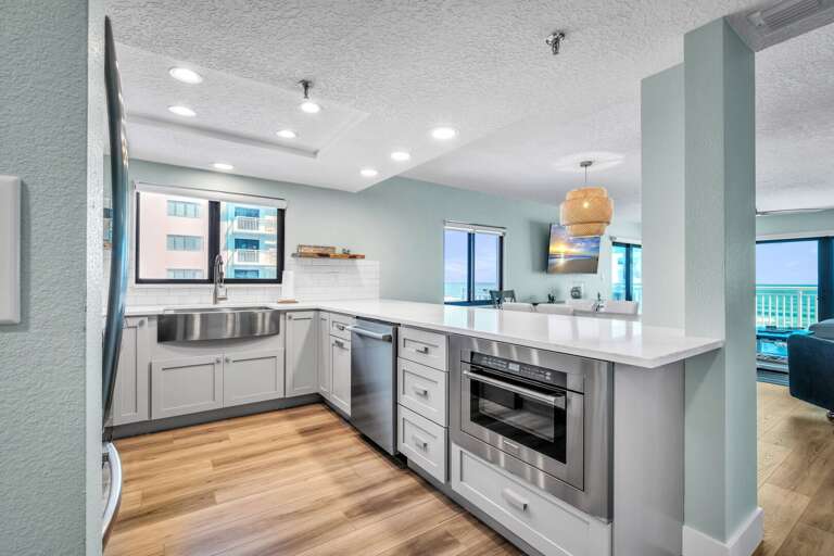 Cook with the best corner condo view from the oceanfront kitchen