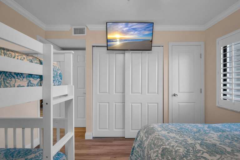 Mounted TV in the guest bedroom