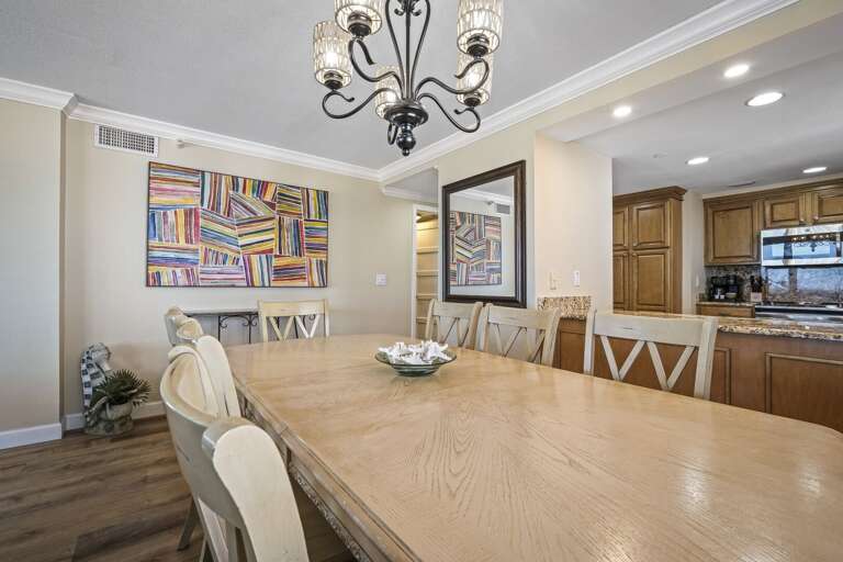 The oceanfront dining room offers seating for eight