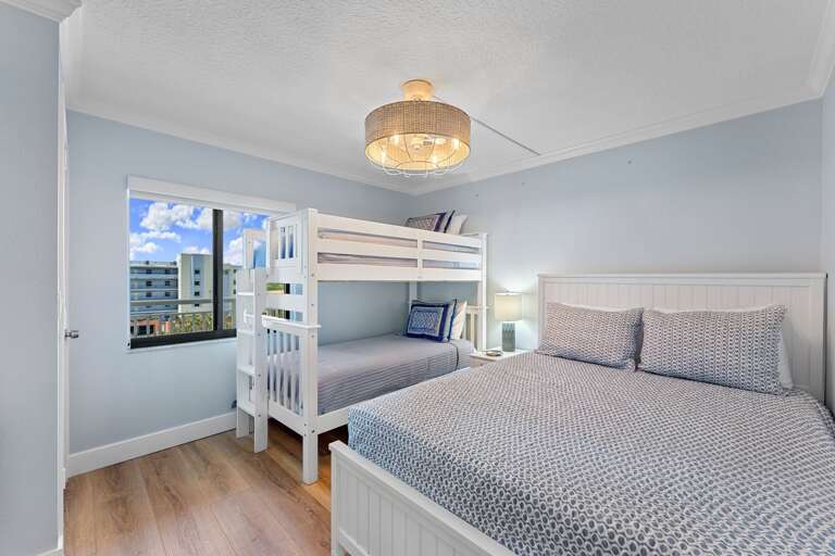 Sleep up to 4 in the guest bedroom, which includes a queen bed and twin bunk bed, making it perfect for families and groups