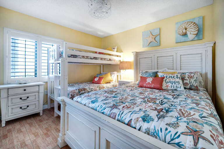 Sleep 4 in the guest bedroom with a queen bed and a twin bunk bed Sleep 4 in the guest bedroom with a queen bed and a twin bunk bed