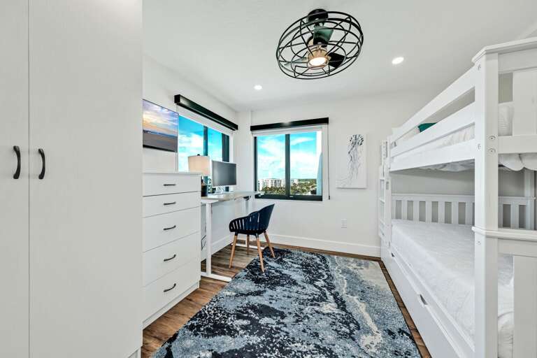 All bedrooms have TVs including the bunk bed guest bedroom