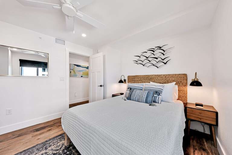 Comfortable queen in the guest bedroom