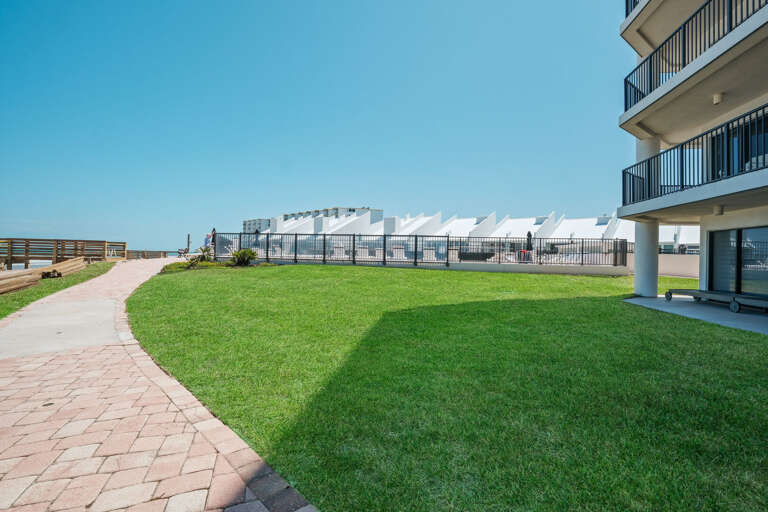 Grassy area in front of beach access