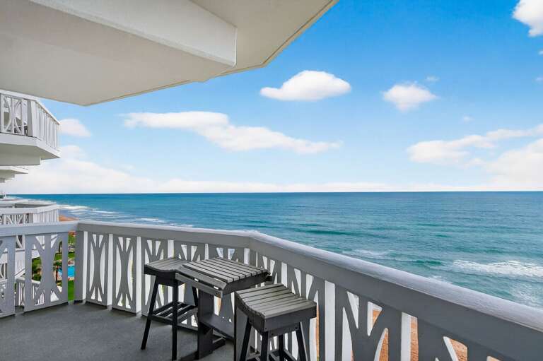 Step out from the living room to the balcony and take in breathtaking beachfront views at Surfside Club South 805! Step out from the living room to the balcony and take in breathtaking beachfront views at Surfside Club South 805!