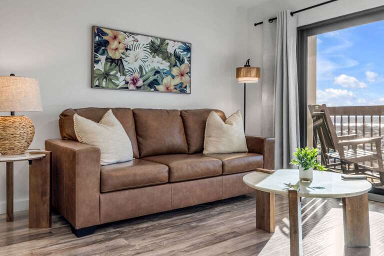 Accommodate your guests with the pull-out bed in the spacious living room