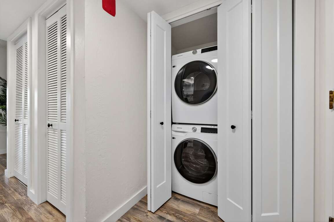 Enjoy the convenience of a full-sized washer and dryer inside the condo Enjoy the convenience of a full-sized washer and dryer inside the condo