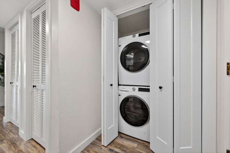 Enjoy the convenience of a full-sized washer and dryer inside the condo