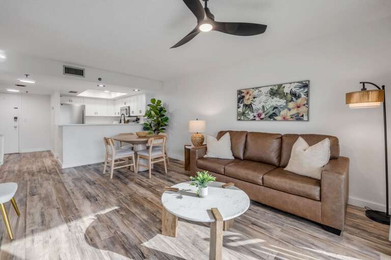 Guests will appreciate the cozy pull-out bed in the living room sofa, offering extra sleeping space for a comfortable stay