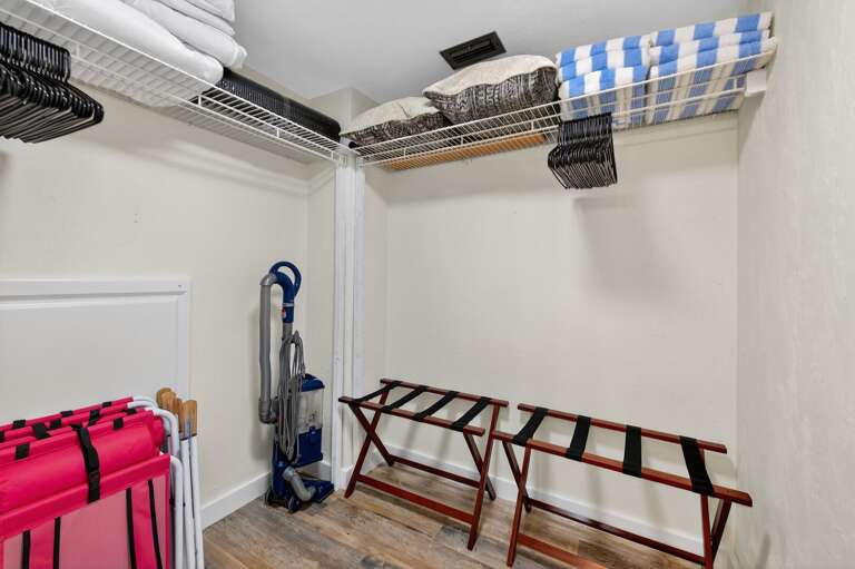 Store all your vacation essentials in the spacious closet Store all your vacation essentials in the spacious closet