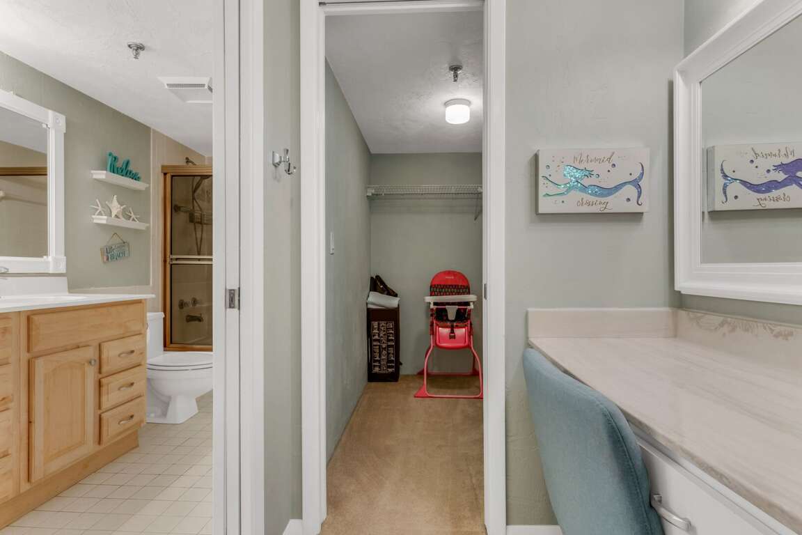 The large master bedroom closet offers plenty of space for clothes and luggage The large master bedroom closet offers plenty of space for clothes and luggage