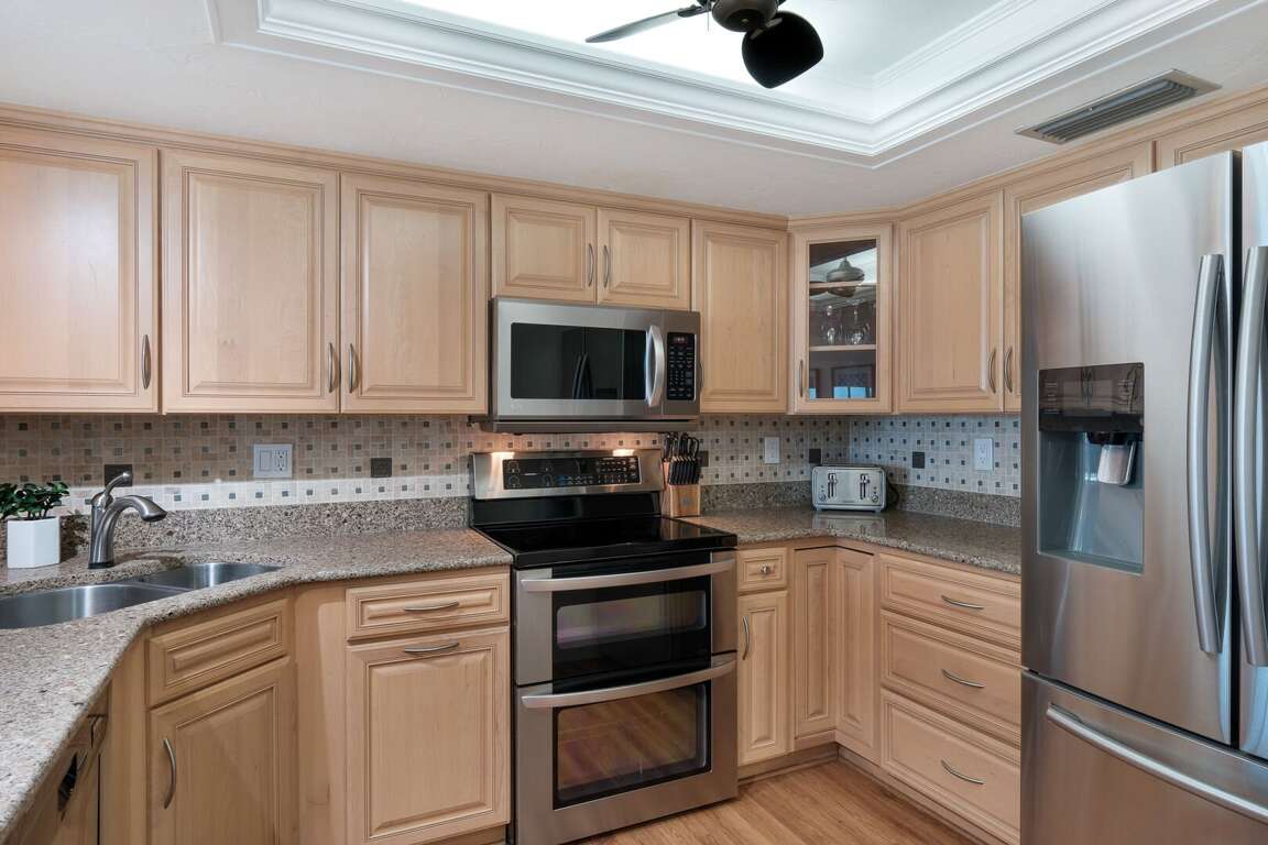 The updated kitchen includes cooking essentials The updated kitchen includes cooking essentials