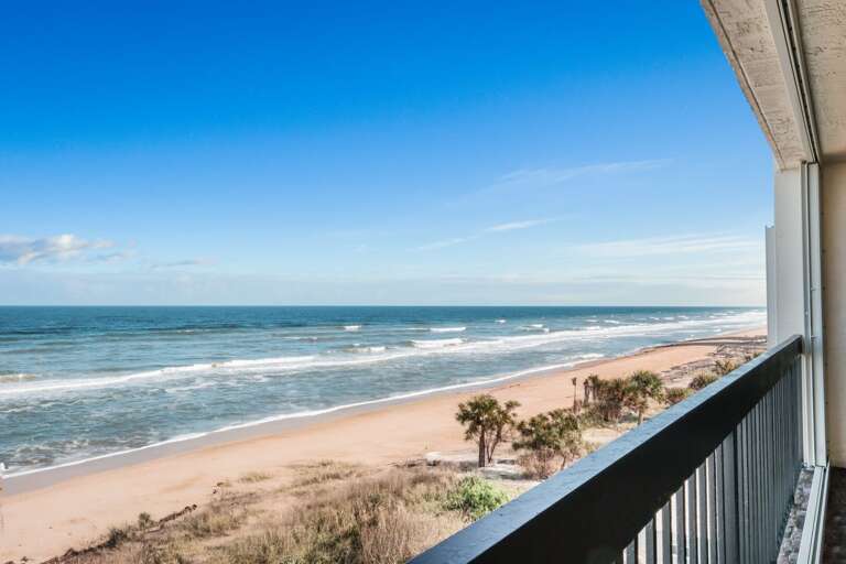 Take in stunning 4th-floor views from your private balcony overlooking the peaceful, no-drive shores of Ormond Beach Take in stunning 4th-floor views from your private balcony overlooking the peaceful, no-drive shores of Ormond Beach