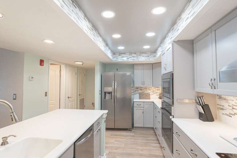 Kitchen with plenty of bright working space