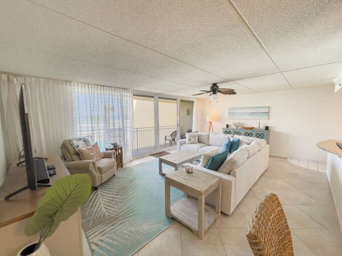 The living room features a large, new TV, perfect for movie nights or catching up on your favorite shows The living room features a large, new TV, perfect for movie nights or catching up on your favorite shows