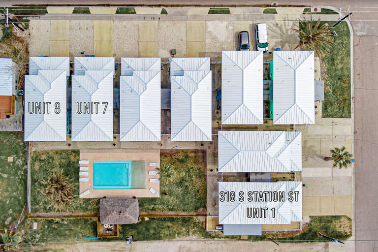 Aerial View Of Residential Complex With Pool