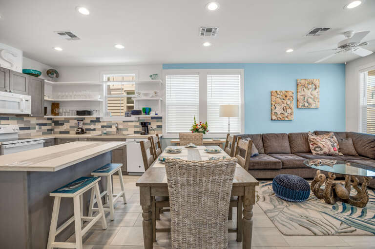 Interior View Of A Kitchen And Living Room Space