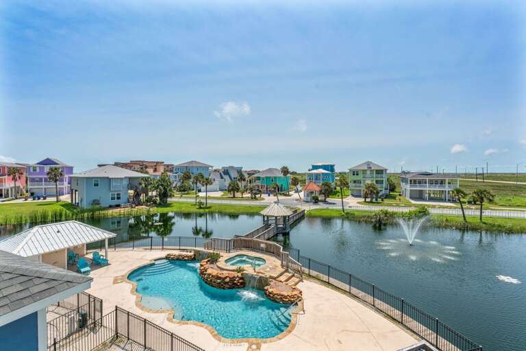Community pool view from balcony