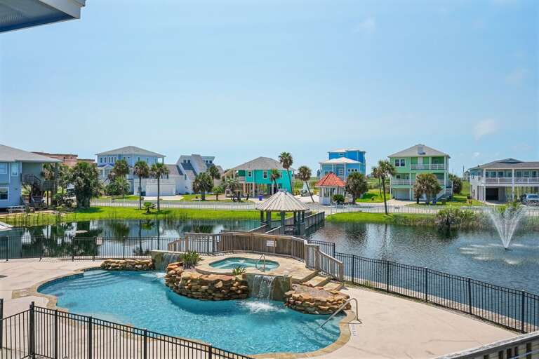 Community pool view from balcony