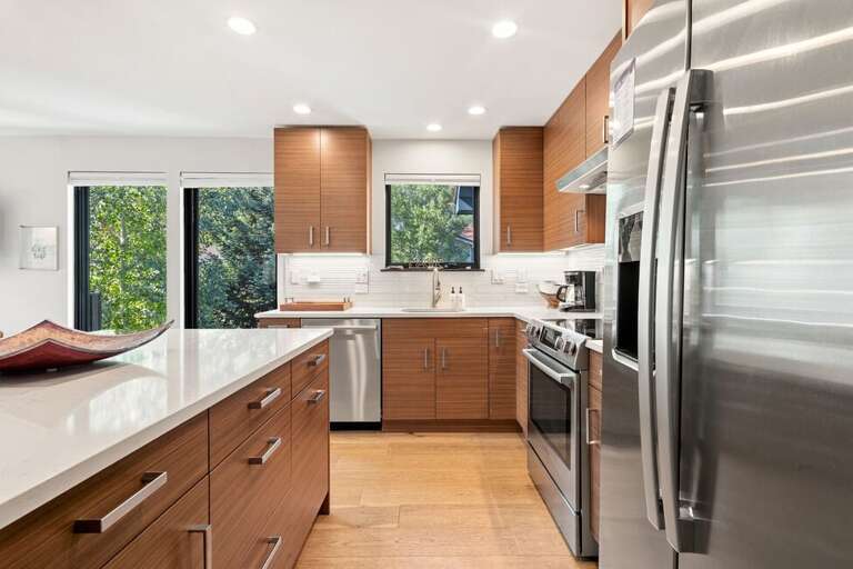 Large island for prep and entertaining.