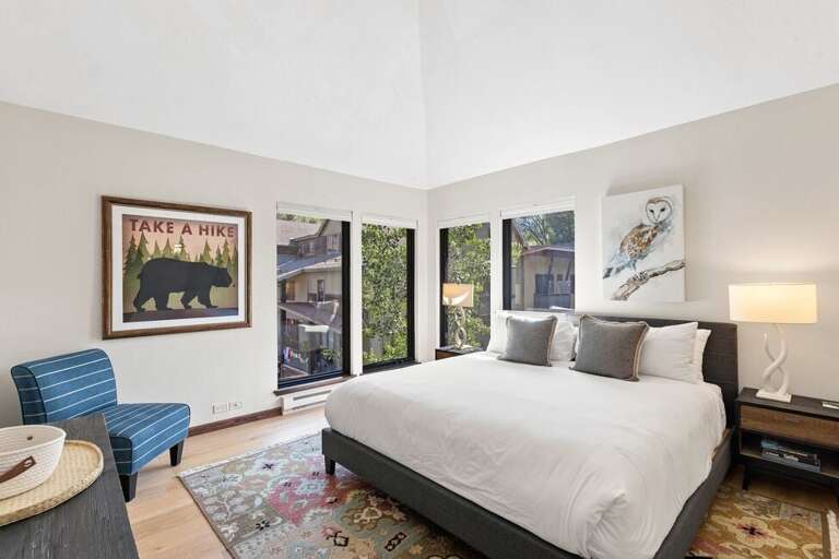 Primary king bedroom with ensuite bathroom.
