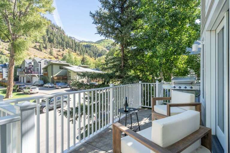 This Spacious deck area  allows plenty of space for mountain gazing, grilling and enjoying a nice soak in the hot tub.
