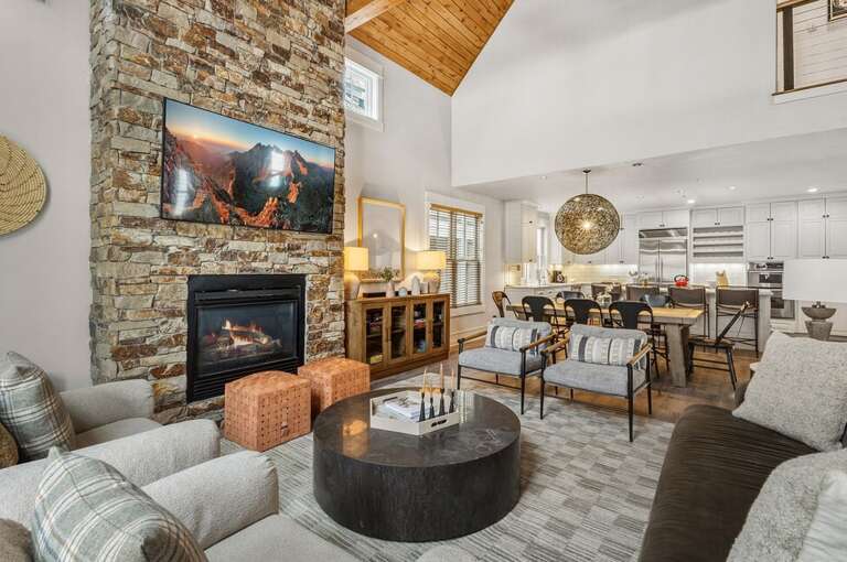 The warm and welcoming living space - with gas fireplace and a large flat screen TV.