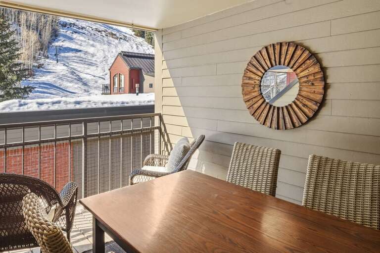 Great place to enjoy the sunset or just watch as skiers come down the hill.