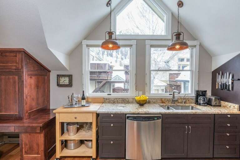 Enjoy the natural light coming in through the kitchen windows.