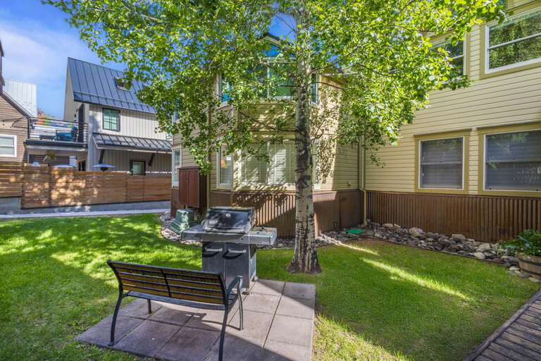 Shared Green space with bike storage and gas grill.